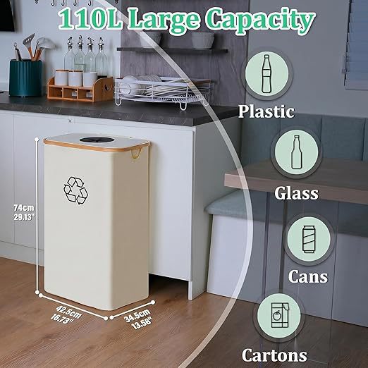 Eleganter Recyclingbehälter mit Abnehmbarem Deckel und Fächern Brehn