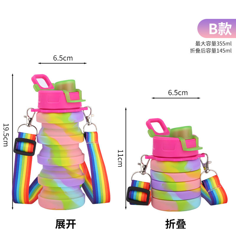 Damen zusammenfaltbare Silikon-Wasserflasche mit buntem Design Brehn