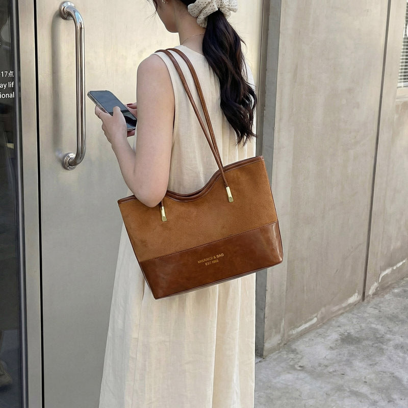 WoStylish Wildleder und Leder Schulter Tote Tasche Brehn
