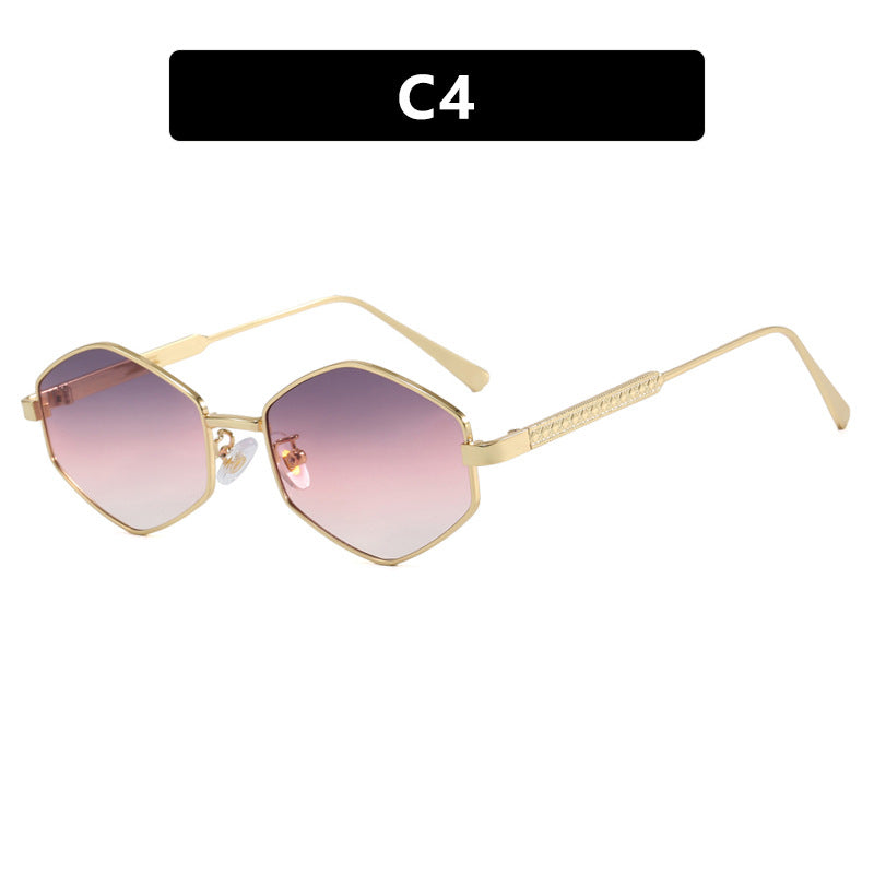 Damen hexagonale Sonnenbrille mit eleganten Metallakzenten und UV-Schutz Brehn