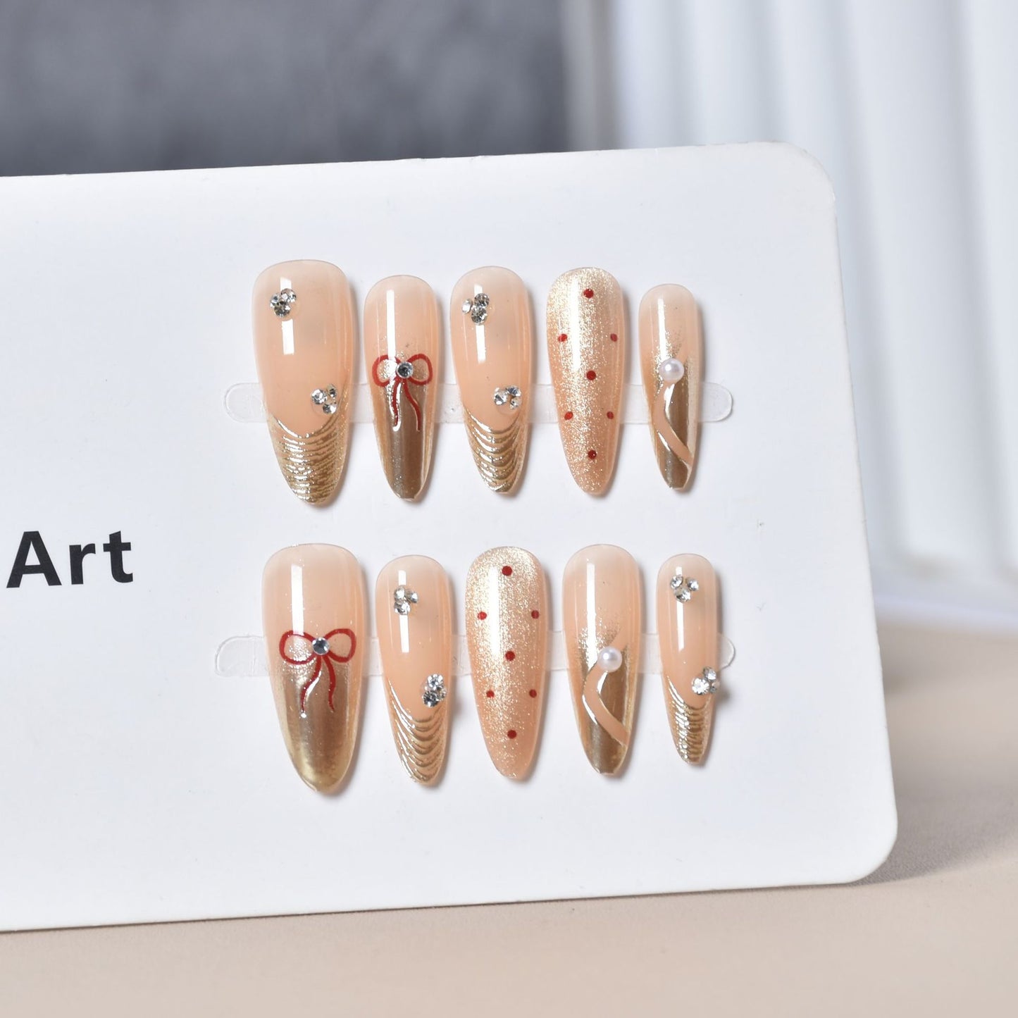 Elegantes mit Strass verziertes Press-On-Nail-Art-Set Brehn