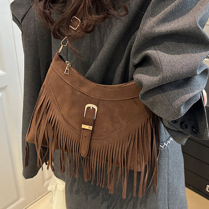 Fransierte Wildleder-Handtasche