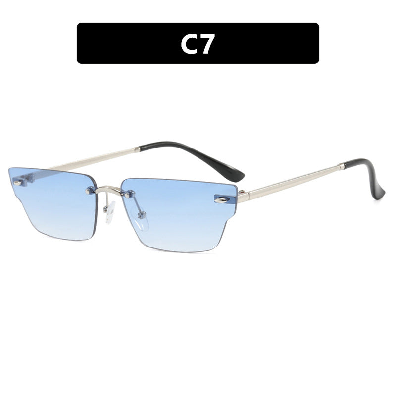 Damen geometrische Sonnenbrille mit filigranem Rahmen und transparenten Gläsern Brehn