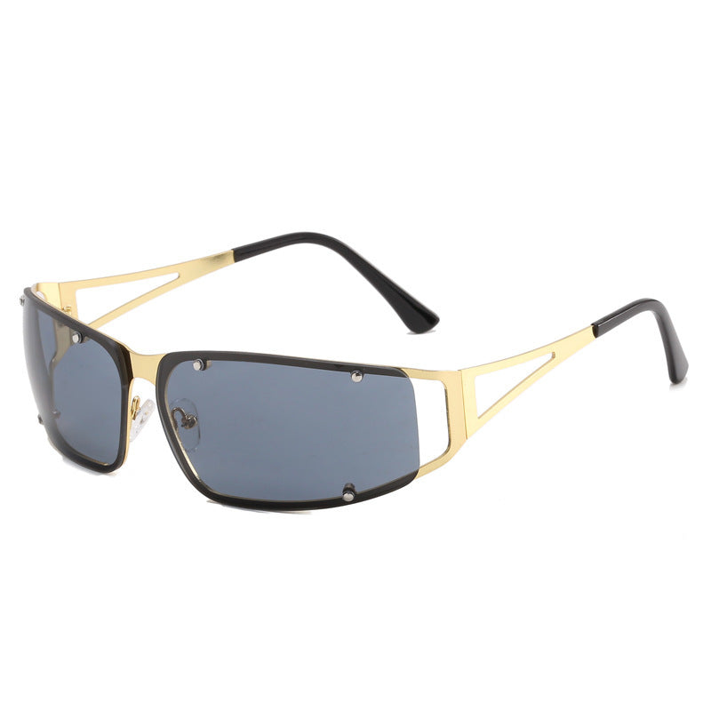 Damen modische Sonnenbrille mit futuristischem Design und exquisitem Metallrahmen Brehn