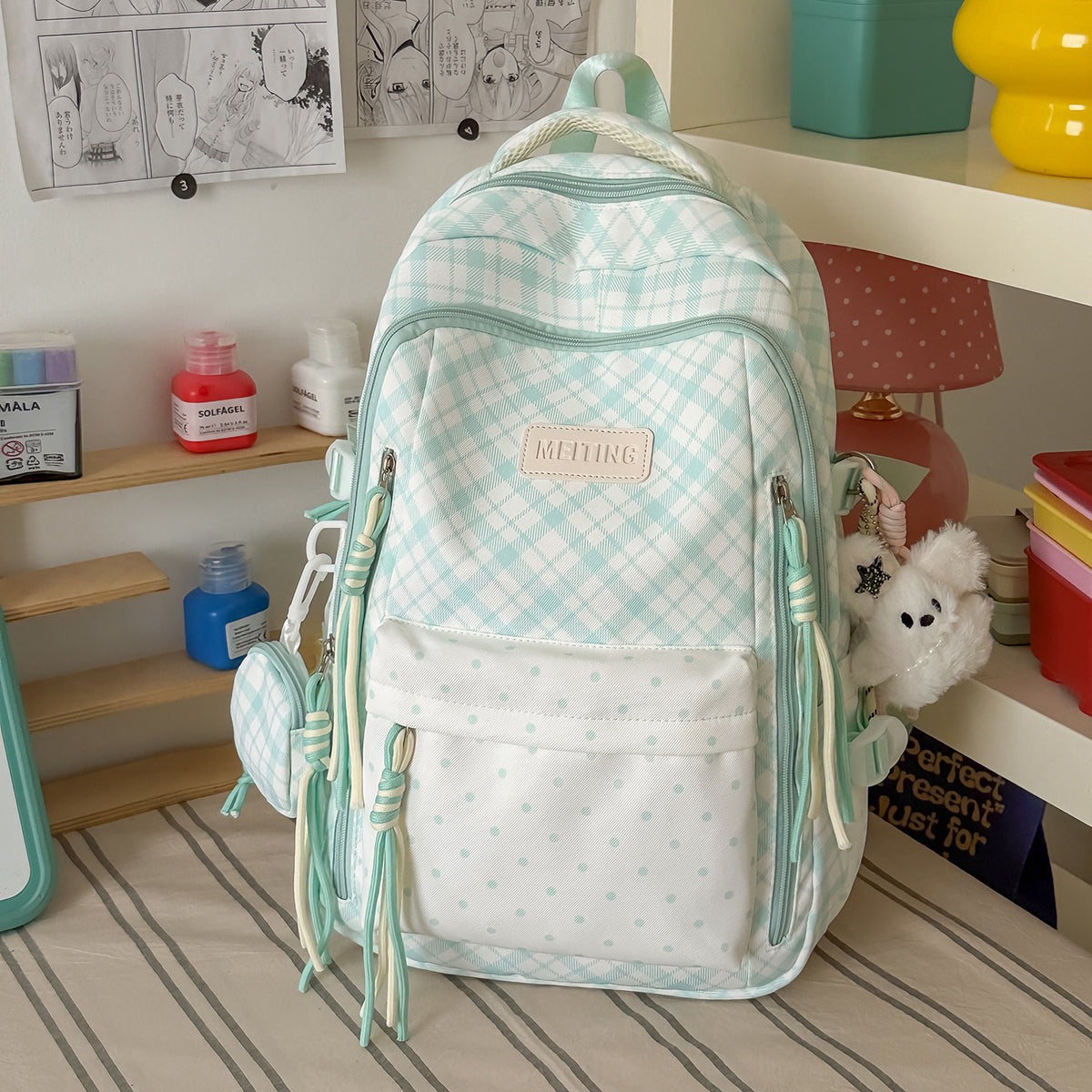 Stylische Karomuster-Rucksack Brehn
