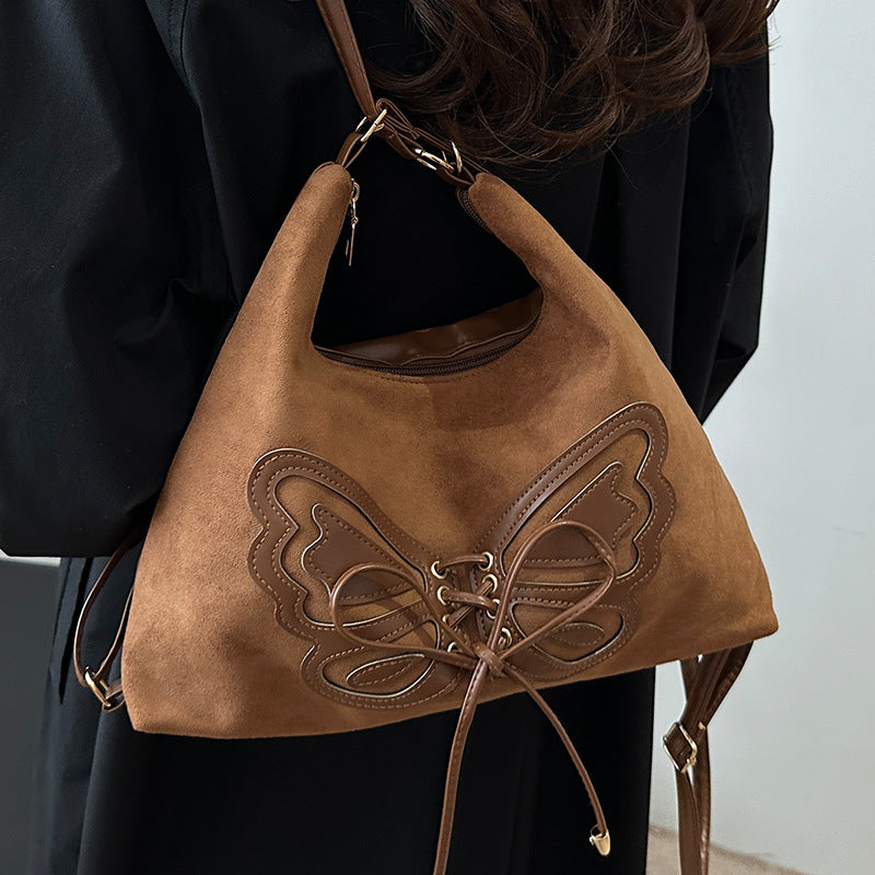 Schmetterling Verzierte Wildleder Hobo-Tasche