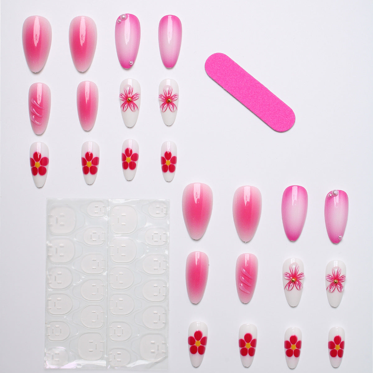 Kunstnägel mit floralem Design und 3D-Blüten Brehn