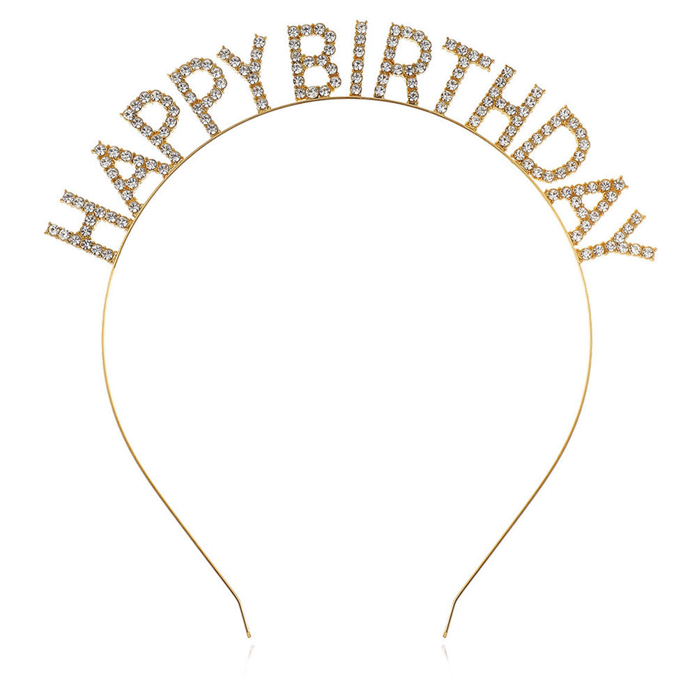 Damen Glitzernder Haarreif mit "Happy Birthday"-Aufschrift Brehn