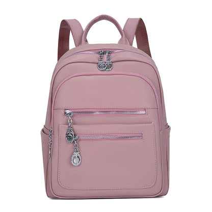 Stylischer Mehrfach-Taschen Leder-Rucksack Brehn