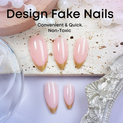 Künstliches Nagelset mit elegantem Goldverzierungs-Design Brehn