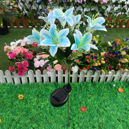 Solarbetriebene lebensechte Lilienblüte Landschaftsstecker mit Mikro-LED-Cluster und teleskopischem Erdbodenstift Brehn