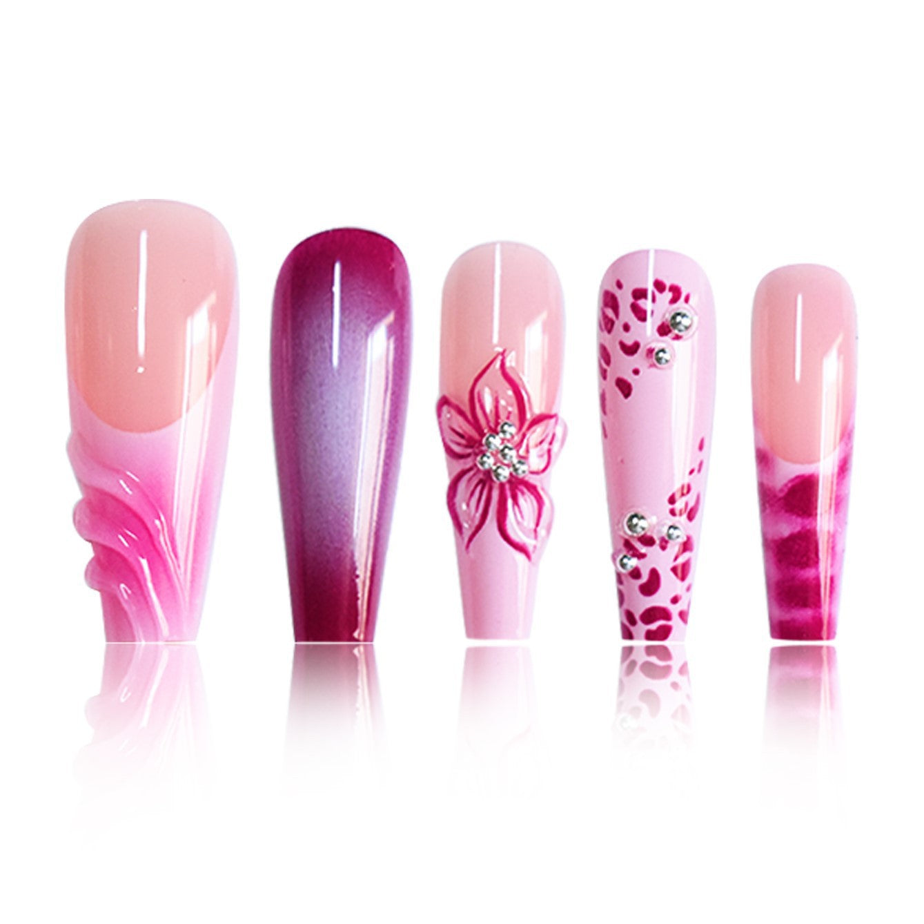 Florale 3D Dekorative Druck-Nagelerweiterungen Brehn
