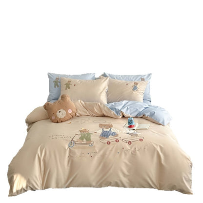 Kinder Cartoon Teddy Bettbezug Bettwäsche Set
