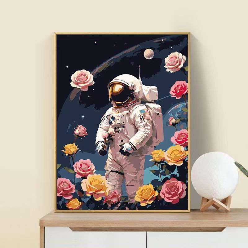 Astronaut Blumen Kunst Druck Brehn