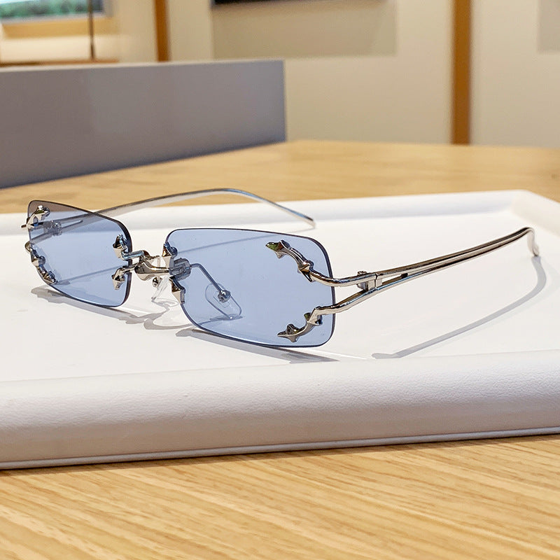 Damen modische Sonnenbrille mit filigranem Metallrahmen und transparenten Gläsern Brehn