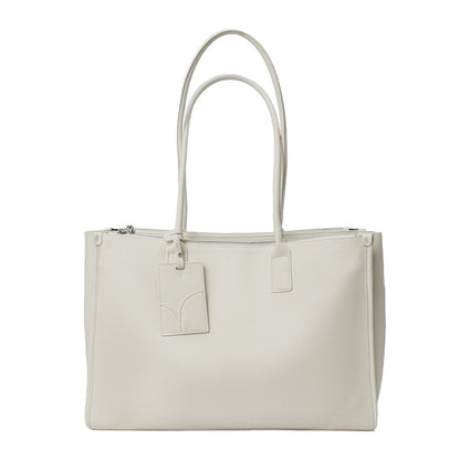 Glattes veganes Leder strukturiert Top-Zip Tote mit doppelten gerollten Griffen und Gepäckanhänger