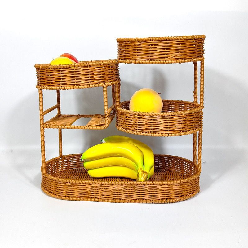 Unisex Rattan Ablage aus drei Ebenen Brehn