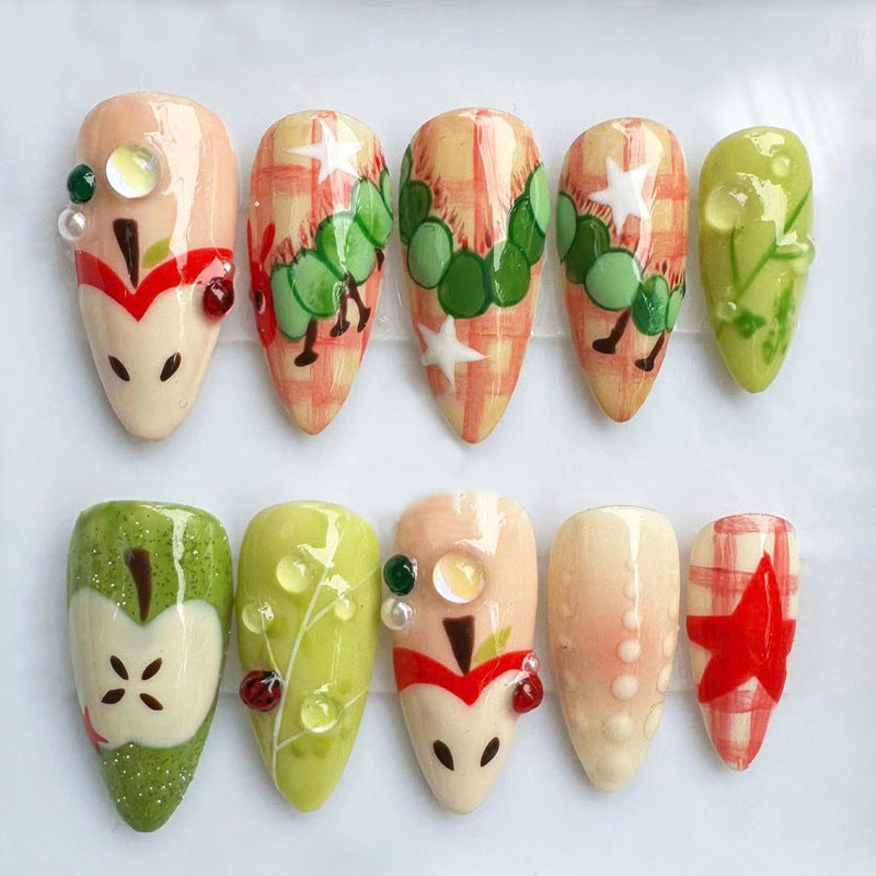 Kunstnagelset mit fröhlichen Obstmotiven und kreativen Details Brehn