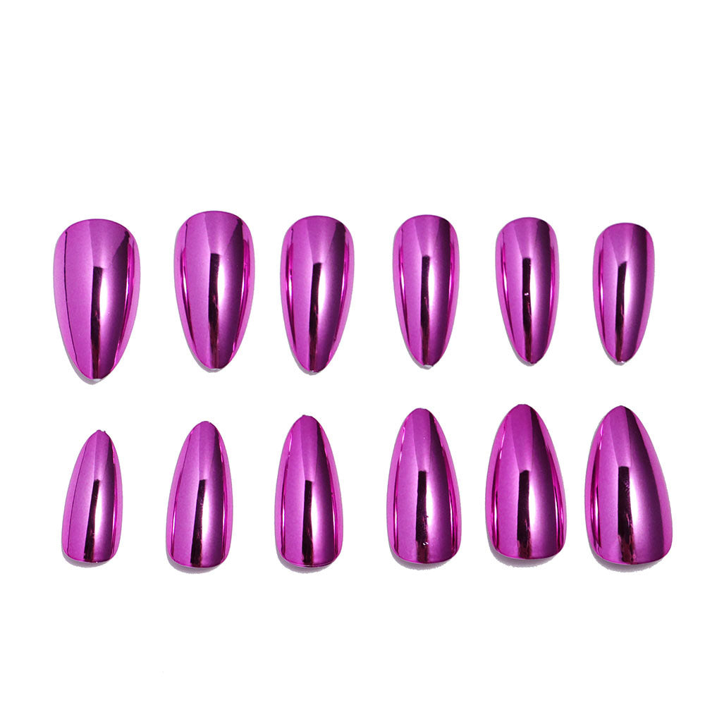 Hochglänzendes mandelförmiges Press-On-Nagelset Brehn