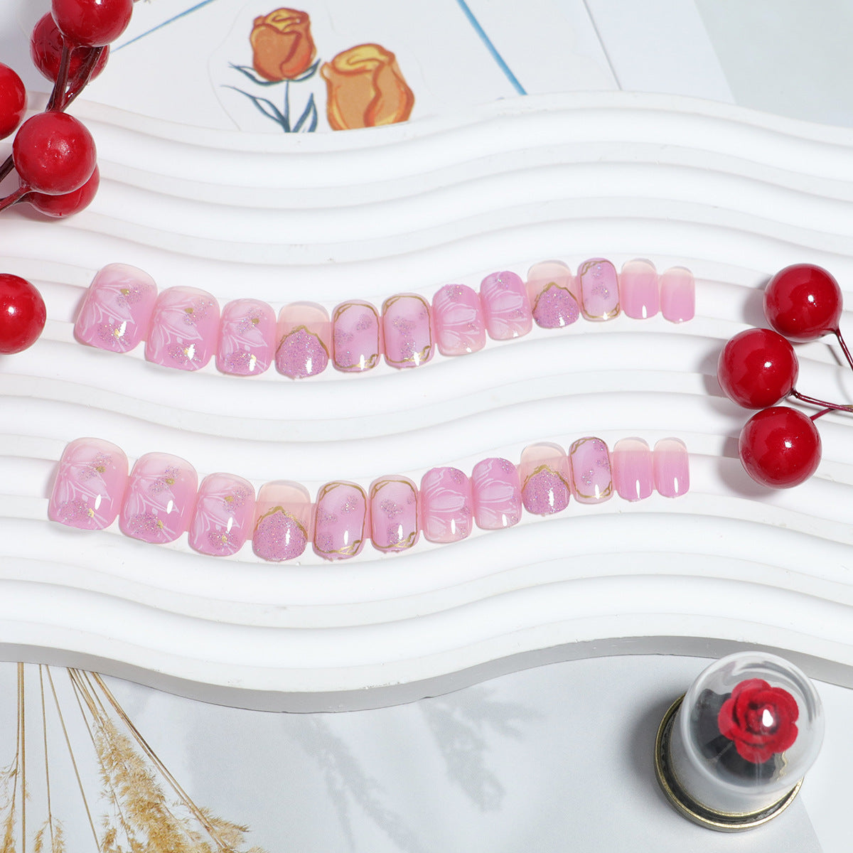 DIY Floral Design Press-On Nail Set Brehn