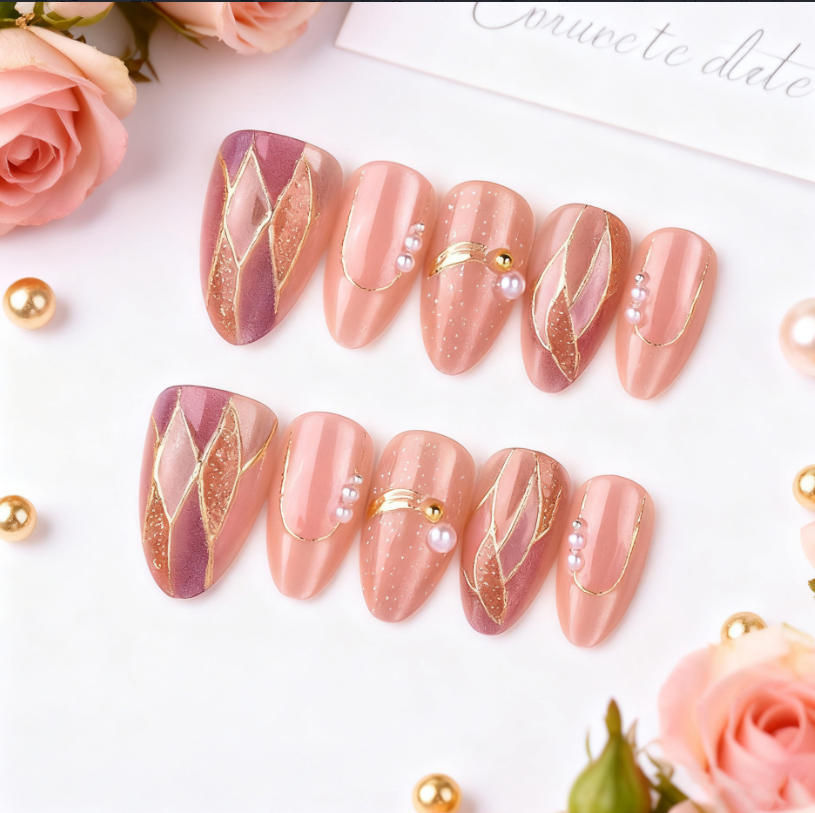 Kunstnagelset mit eleganten Verzierungen Brehn