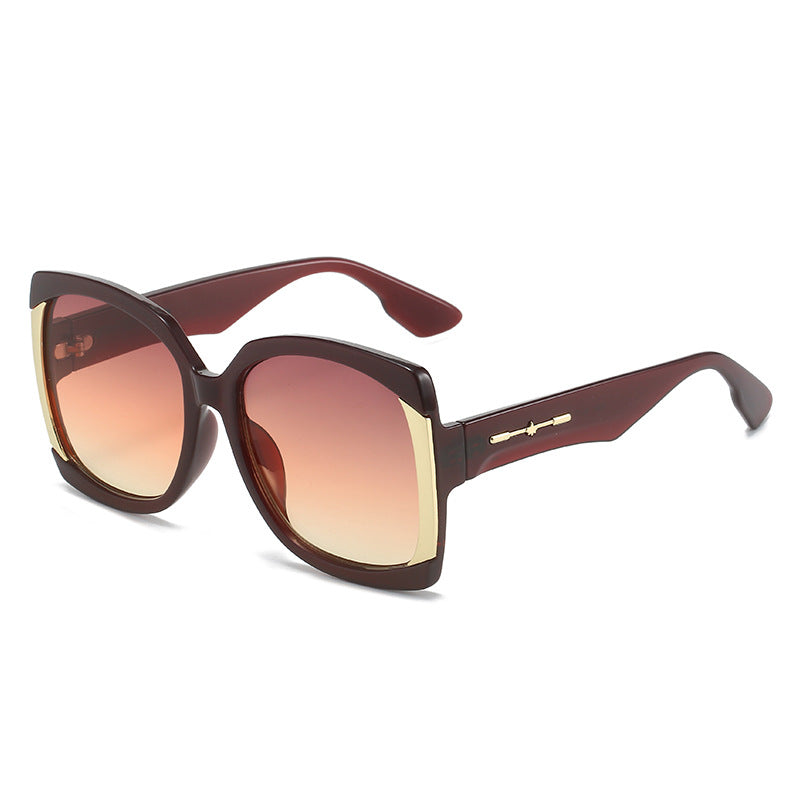 Übergroße Schildpatt-Sonnenbrille mit goldenen Akzenten Brehn