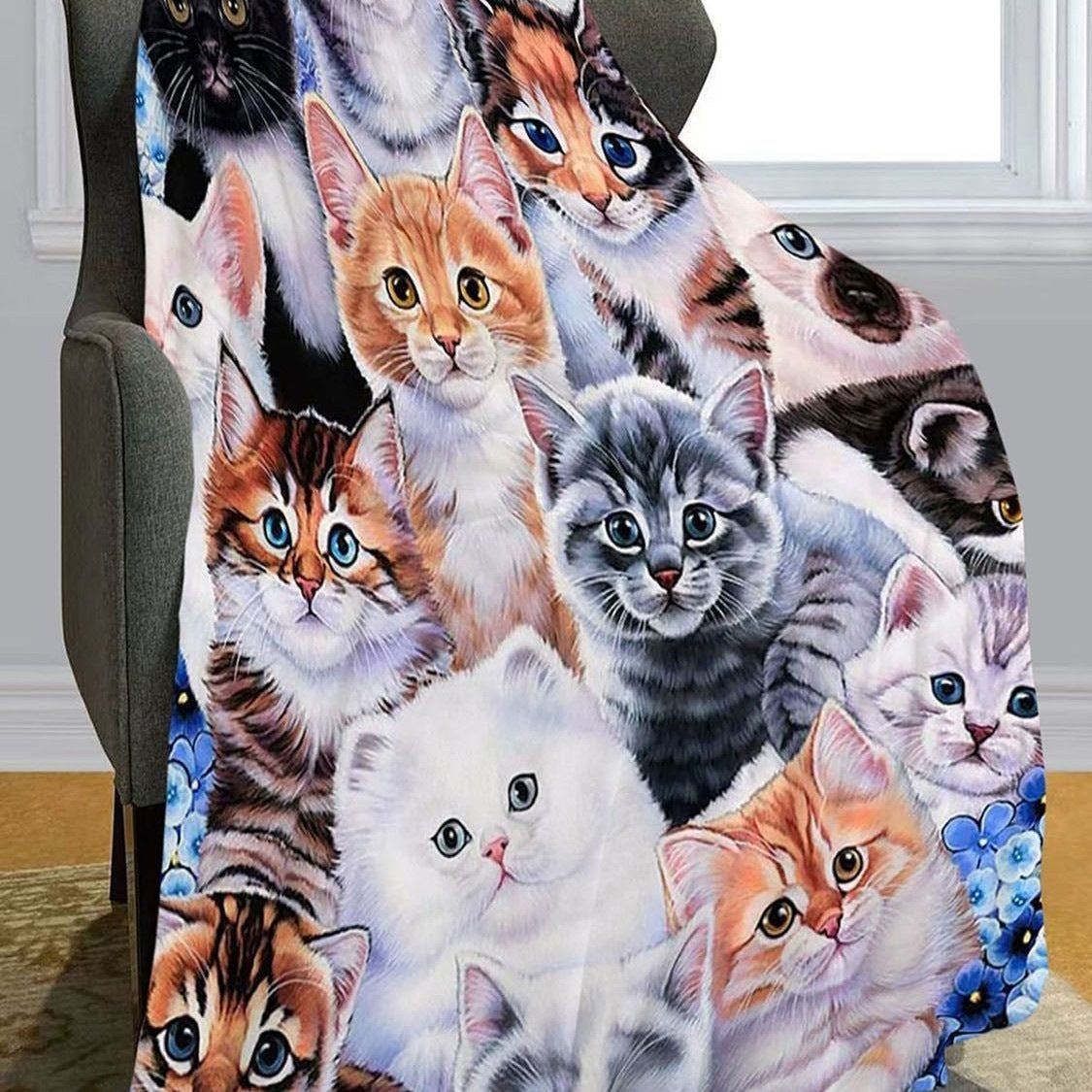 Künstlerische Katzen-Design Fleece-Wurfdecke
