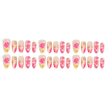 Kunstnägel mit floralen Verzierungen und Glitzerakzenten Brehn