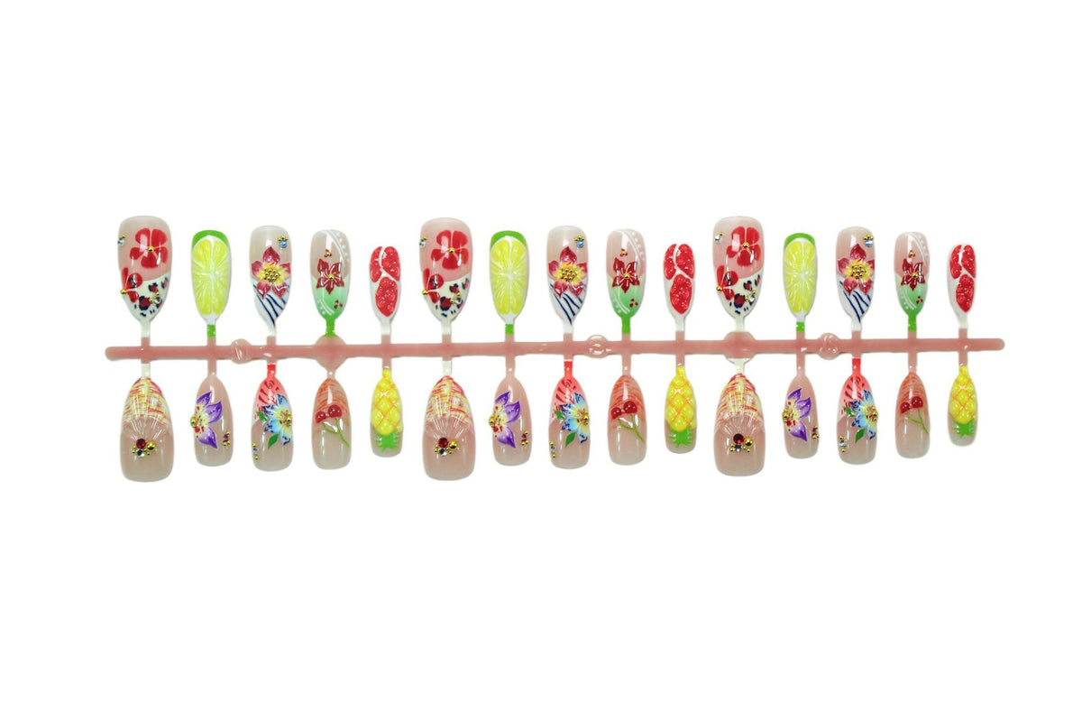 Kunstnagelset mit tropischen Fruchtmotiven Brehn