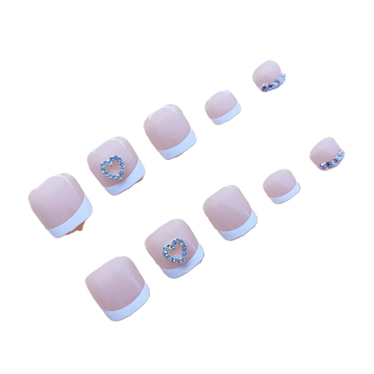 Fußnagelkunstset mit eleganten Glitzer- und Herzverzierungen Brehn