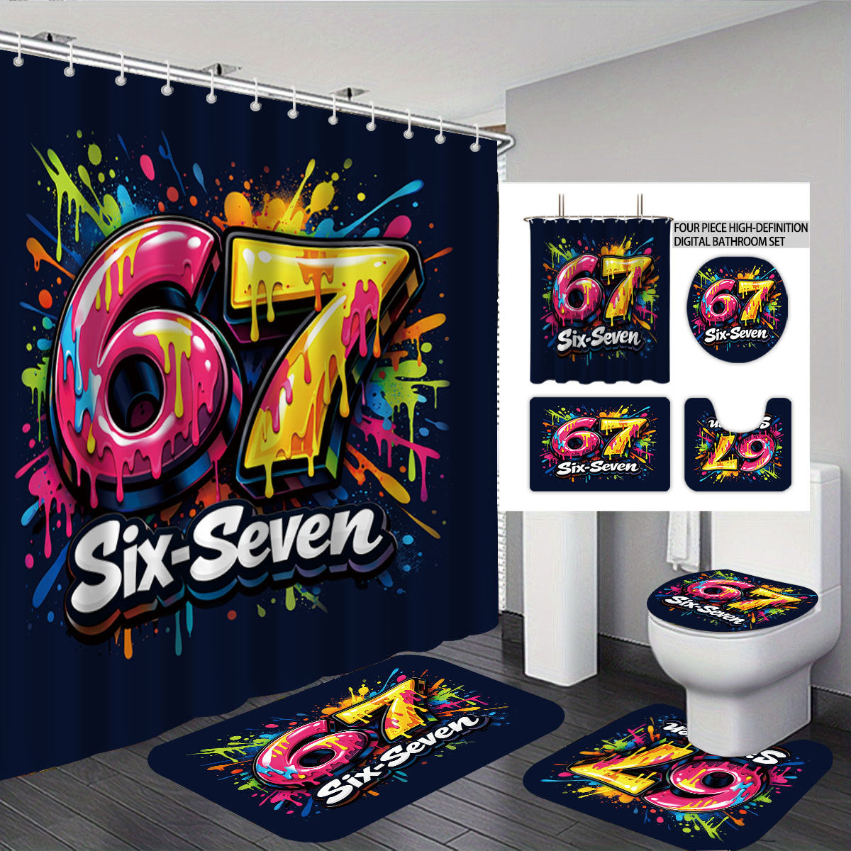 Digital Art-Themen Vier-Teiliges Badezimmer-Set Brehn