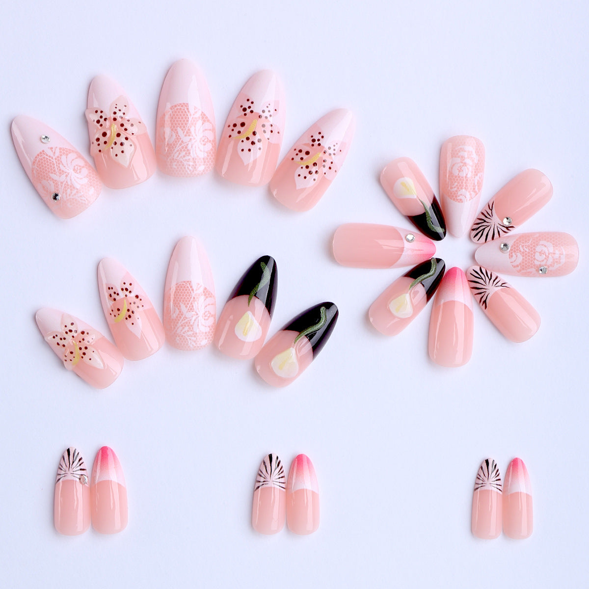 Kunstfingernägel mit Kreativen Floralen Designs und Glitzerakzenten Brehn
