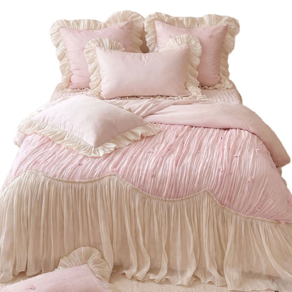 Gefaltetes Rüschenschal Chiffon Bettbezug-Set