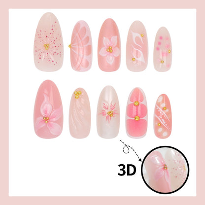 Kunstnägel mit floralen Designs und Glitzerakzenten Brehn