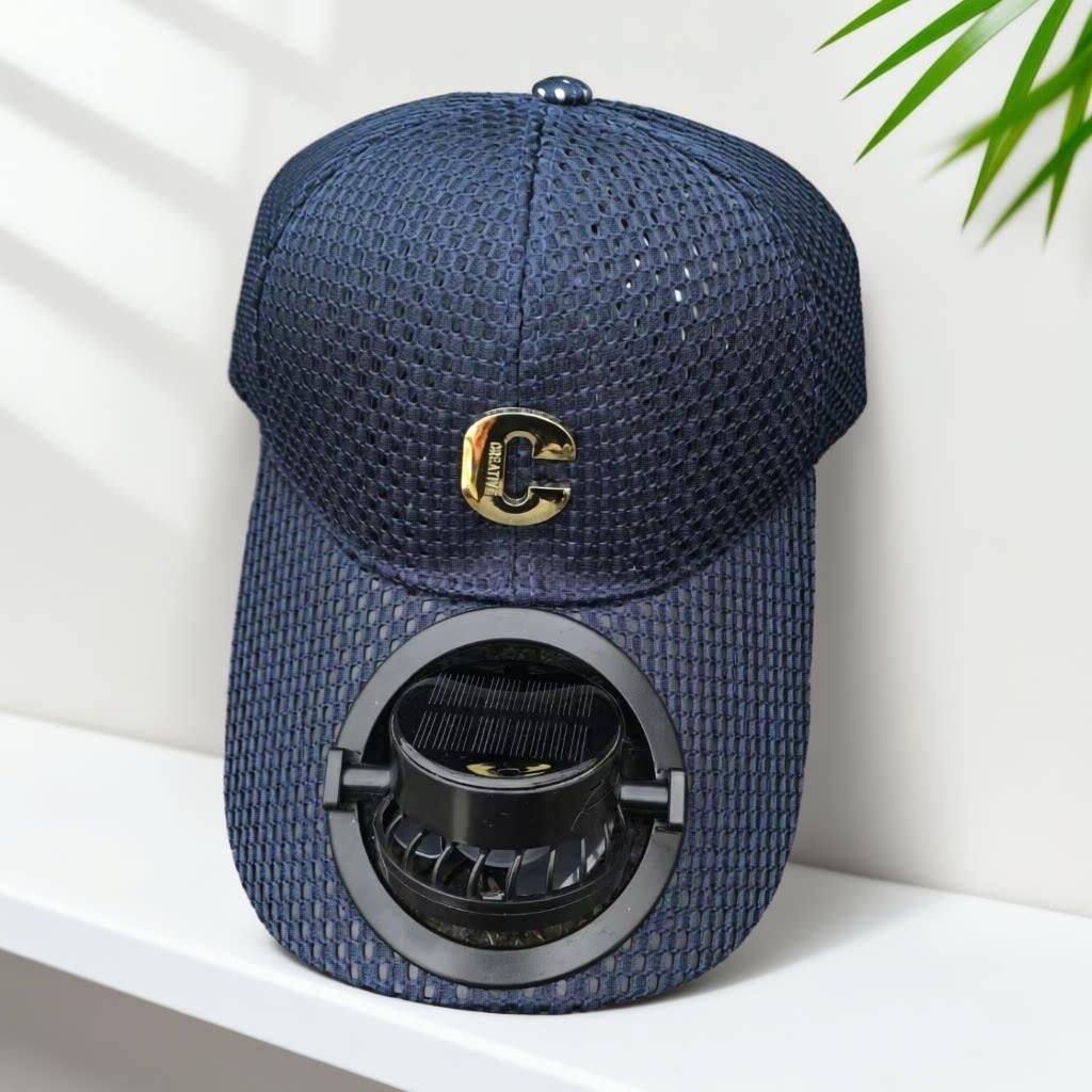 Atmungsaktive Baseballmütze mit wiederaufladbarem Ventilator im Schild und Mesh-Einsatz Brehn