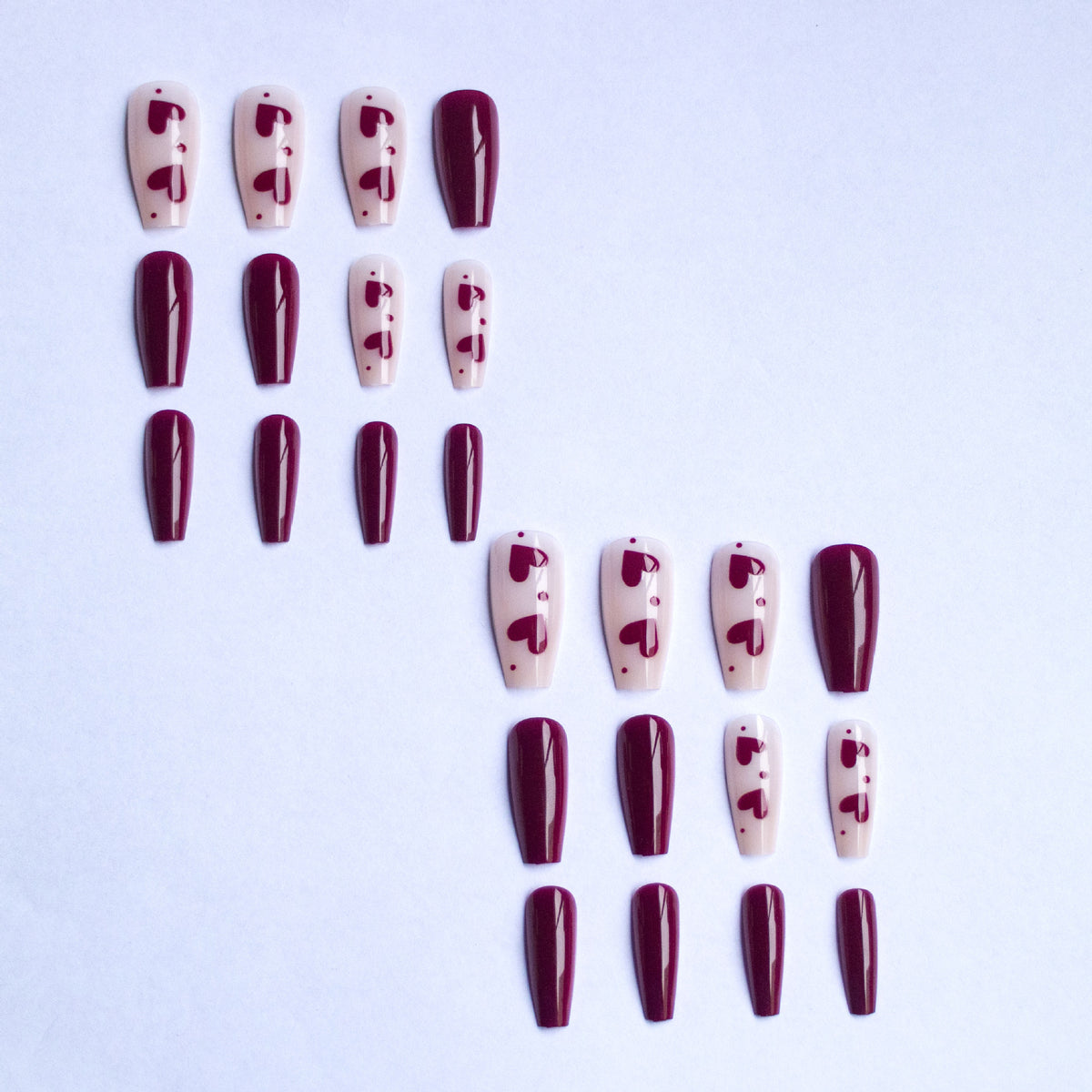 Künstlerisches Herz-Themen-Gel-Nagel-Set