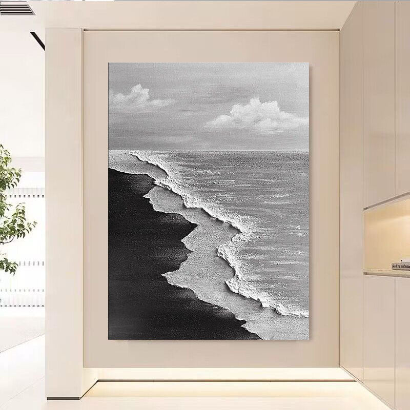 Monochrome Küstenwellen Leinwandkunst
