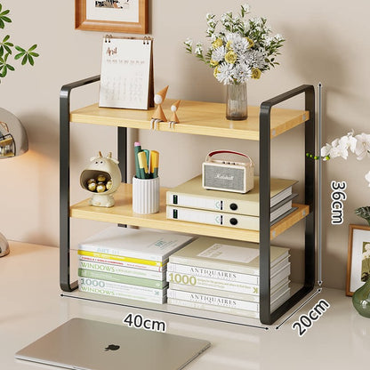 Kompakte Zwei-Ebenen Metall Schreibtisch Organizer Regal