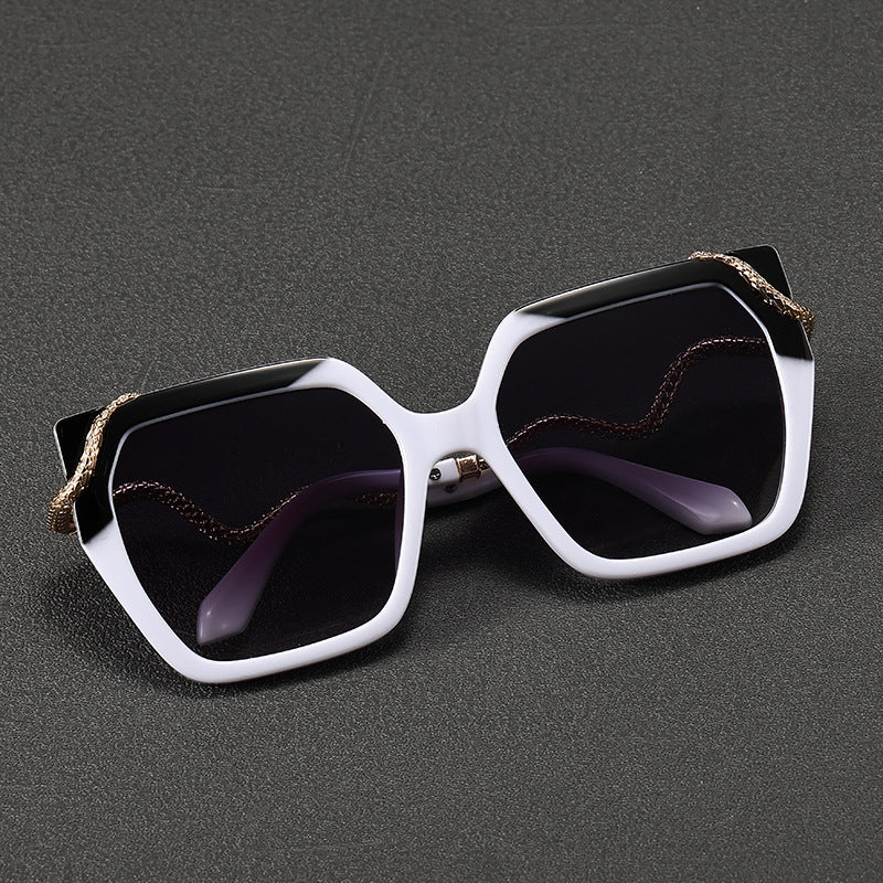 Luxuriöse Übergroße Sechseckige Sonnenbrille