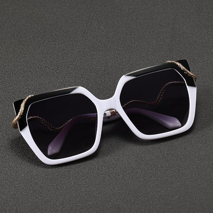 Luxuriöse Übergroße Sechseckige Sonnenbrille