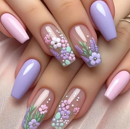 Blumenmuster Acryl-Nagelkunstverzierungen Brehn