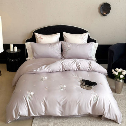 Luxuriöses Satin-Bettwäsche-Set mit feiner Blumenstickerei Brehn