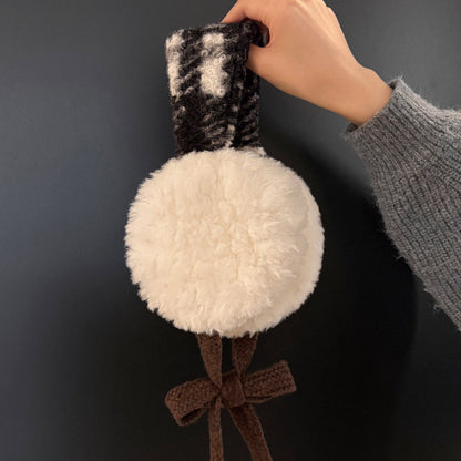 Plüschlockige Kunstfell-Runde Ohrenwärmer mit gemustertem Strickband Brehn