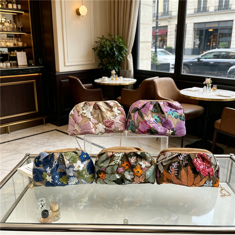 WoElegant Florale Pailletten Clutch-Tasche Brehn