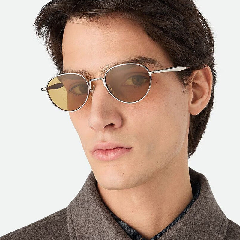 Damen runde Sonnenbrille mit elegantem Metallrahmen und UV-Schutz Brehn