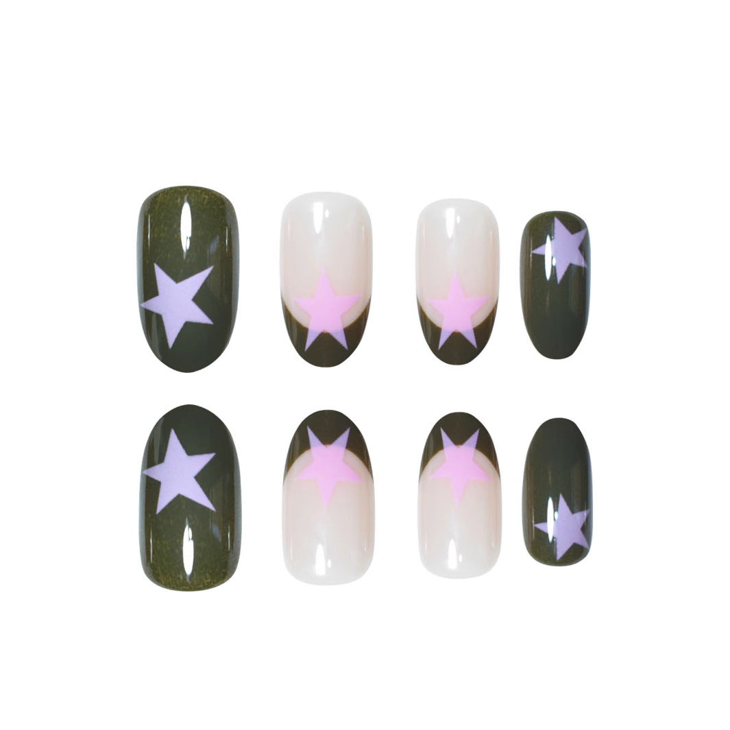 Stern-akzentuiertes kreatives Press-On-Nagelset Brehn