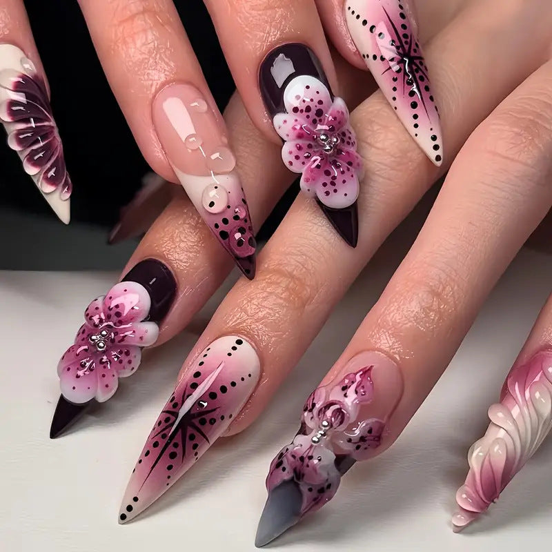 Premium Dekorative Stiletto Press-On Nagelkunst Brehn