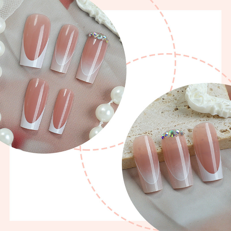 Premium Press-On-Nagel-Set mit Ombre- und Edelstein-Akzenten Brehn