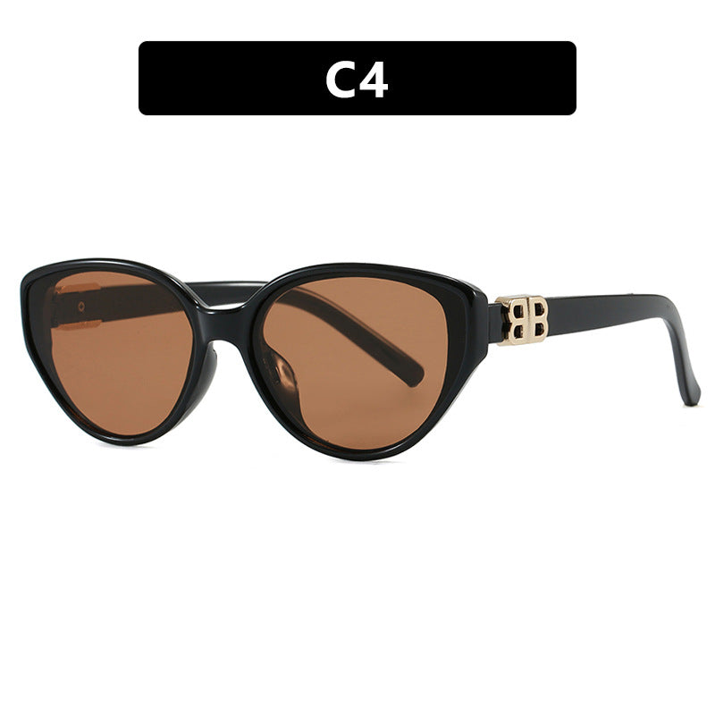 Damen modische Cat-Eye Sonnenbrille mit elegantem Metallrahmen und UV-Schutz Brehn