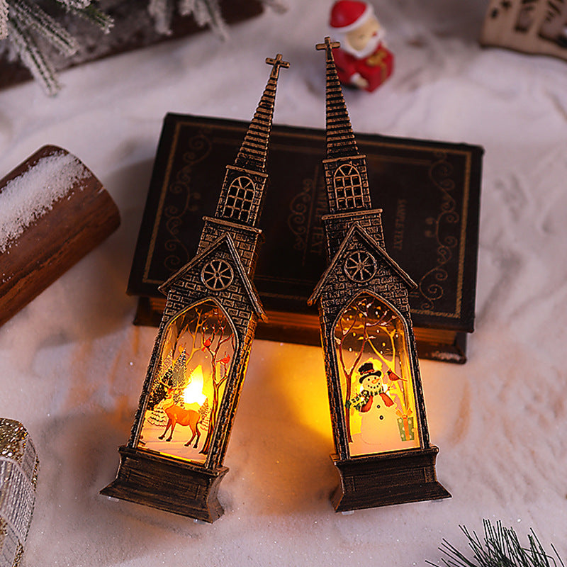 Nostalgische Weihnachtslaterne mit beweglichem Santa-Motiv Brehn